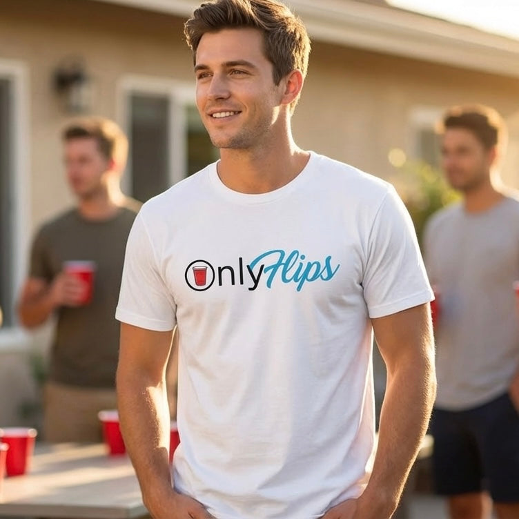 OnlyFlips T-Shirt | Funny Flip Cup Parody Party Tee